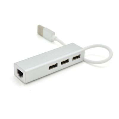 Контролер USB 2.0 до Ethernet VEGGIEG U2-3U-S - Сетевой адаптер 10 / 100Mbps з проводом RTL-8152B + FE2.2S + 3 порта USB2.0, White, Metal, Blister-Box U2-3U-S фото