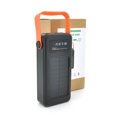 Power bank YM-636 40000mAh Solar, flashlight, Input:5V/2.1A(Micro-USB, Type-C, Lightning), Output:5V /2.1A(4xUSB), plastic, Black, BOX YM-636 фото
