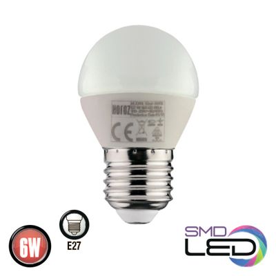 Лампа шаровая ELITE SMD LED 6W 6400K Е27 480Lm 175-250V YT05010 фото