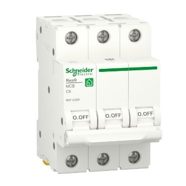 Автоматический выключатель Schneider RESI9 6А, 3P, кривая С, 6кА R9F12306 фото