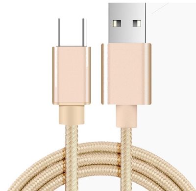 Магнітний кабель USB 2.0 / Type-C, 1m, 2А, індикатор заряду, тканинна оплетка, знімач, Gold, Blister YT-MCFB-TC/G фото