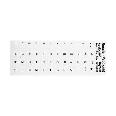 Наклейки на клавіатуру прозорі з чорними буквами Рус. Q100 YT-KST/R-B фото