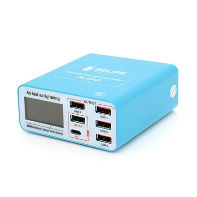Зарядний пристрій RELIFE RL-304P, 6 USB+ Type-C, бездротова зарядка, Fast Charger, 5A, 40W, індикатор струму заряду, Box RL-304P фото