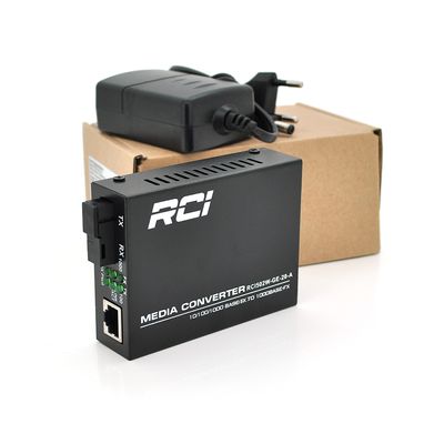 Медиаконвертер RCI A (IC+113), 1310 WDM 10/100/1000 одноволоконный Full/Half duplex , Gigabit SC 20km (0 +70°C), + блок питания 5V 1A Q50 RCI502W-GE-20-A фото