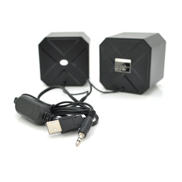 Колонки 2.0 Kisonli L-5050 для ПК і ноутбука, USB + 3.5mm, 2x3W, 20Hz- 20KHz, з підсвічуванням, Black, BOX, Q50 L-5050 фото