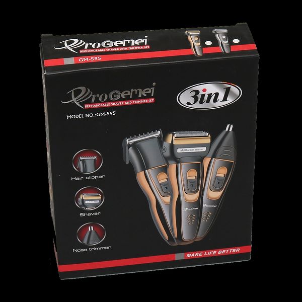Мужской триммер бритва аккумуляторная для стрижки волос и бороды ProGemei Gold GM-595 Art-GM595 фото