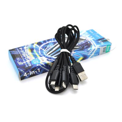 Кабель HOCO X76 USB-1 4 in 1 Micro / 2*Iphone / Type-C, 2A, длина 1м, Black, Box HOCO X76B-2Ip фото