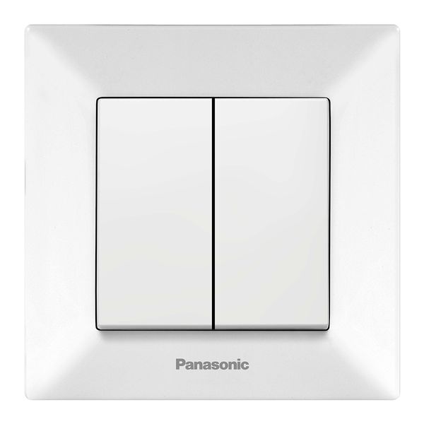 Выключатель Panasonic Arkedia Slim двухклавишный, белый WNTC00092WH-UA фото