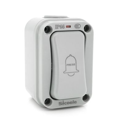 Кнопка дзвінка одинарна, зовнішнього монтажу, водонепроникна, IP66, AC: 110-250V, 16A, Grey SFGS-01 фото