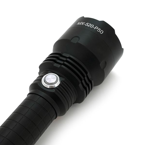 Ліхтар ручний POWERMASTER MX-520-P50, 1LED XPE led, 3.5W, 5 режими, 2х 26650/9800mah, Black, IP40, кабель USB-micro, 250х62х35мм, BOX MX-520-P50 фото