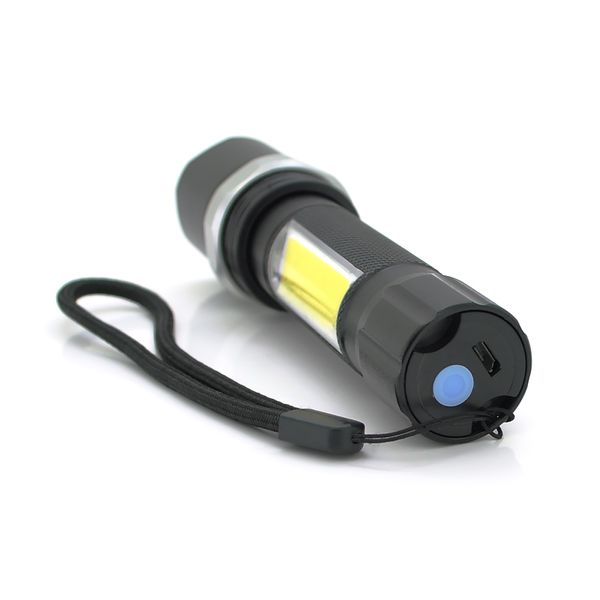 Ліхтарик ручний LATERNA M919, COB+ 3W XPE led, Zoom, 2+1 режим, корпус метал, вбудований аккум, USB кабель, IP40, 140х33х26, Box M919 фото