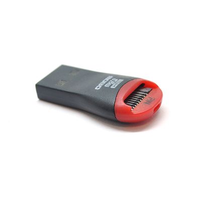 Картрідер зовнішній USB 2.0, формат MicroSD, пластик, Black / Red, (ТехПакет) CRD-MoSD/BR фото