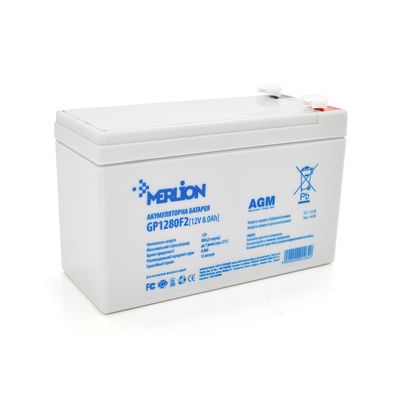 Аккумуляторная батарея MERLION AGM GP1280F2 12 V 8,0 Ah ( 150 x 65 x 95 (100) ) White Q10/420 GP1280F2 фото