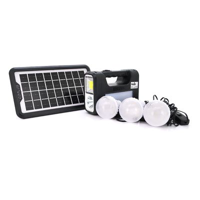 Переносний ліхтар FL-3272+ Solar, 1+1 режим, вбудований аккум 4500 мАч, 3 лампочки 3W, USB вихід, Black, Box FL-3272+ фото