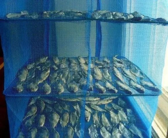 Сетка для сушки рыбы (фруктов и овощей) сушилка Трехярусная 45х45х55| Сетка для сушки грибов Art-51467 фото