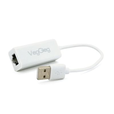 Контролер USB 2.0 to Ethernet VEGGIEG - Мережевий адаптер 10 / 100Mbps з проводом, RTL-8152B, White, Blister-Box U2-U фото