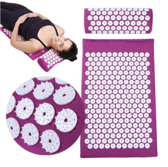 Масажний ортопедичний килимок з подушкою Acupressure Mat Ортопедический массажный коврик 65 см*41 см Art-110145771 фото