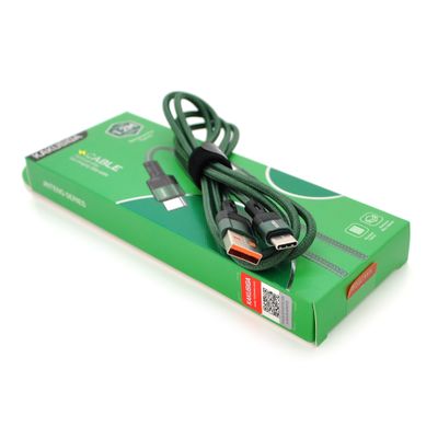 Кабель iKAKU KSC-458 JINTENG aluminum alloy fast charging data cable for Type-C, Green, длина 1.2м, BOX KSC-458-G-TC фото