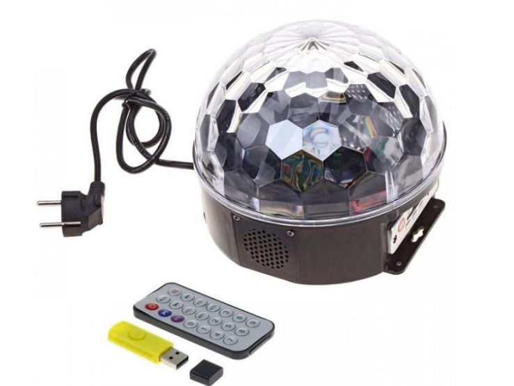 Музыкальный диско-шар с Bluetooth, USB, светомузыкой, 2-я динамиками и пультом Art-Disco01 фото