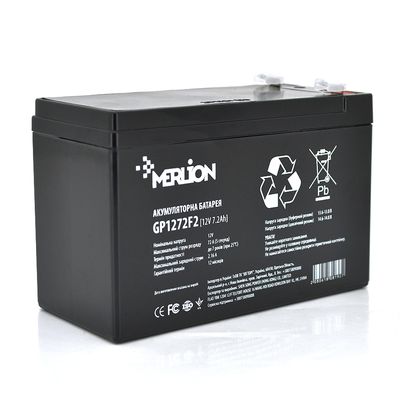 Аккумуляторная батарея MERLION AGM GP1272F2B 12 V 7,2 Ah ( 150 x 65 x 95 (100) ) Black Q10 GP1272F2B фото