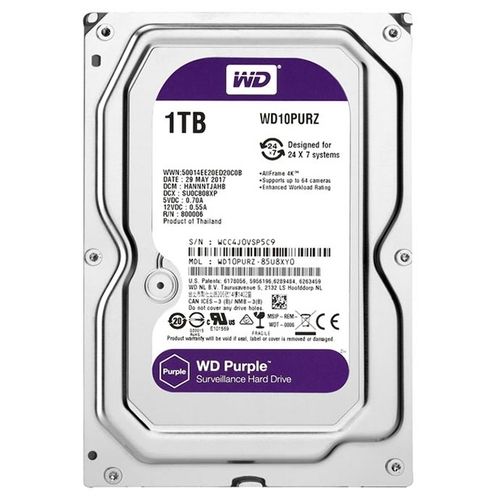 Жесткий диск Western Digital Purple 1TB 64MB 5400rpm WD10PURZ 3.5 SATA III WD10PURZ фото