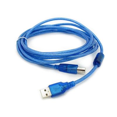 Кабель USB 2.0 RITAR AM/BM, 5.0m, 1 феррит, прозрачный синий YT-AM/BM-5.0TBL фото