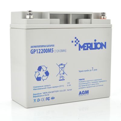 Аккумуляторная батарея MERLION AGM GP12200M5 12 V 20 Ah ( 181 x 76 x 166 (168) ) Q4/192 GP12200M5 фото