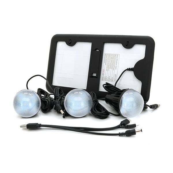 Переносной фонарь GD-8017+ Solar, 1+1 режим, встроенный аккум, 3 лампочки 3W, USB выход, Black, Box GD-8017 фото