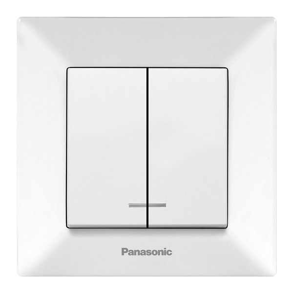 Выключатель Panasonic Arkedia Slim двухклавишный с подсветкой, белый WNTC00102WH-UA фото