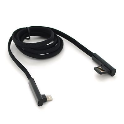 Кабель PZX V-113, Quick Charge Lighting Cable, 4.0A, Black, длина 1м, угловой, BOX YT-PZX/V-113-M/B фото