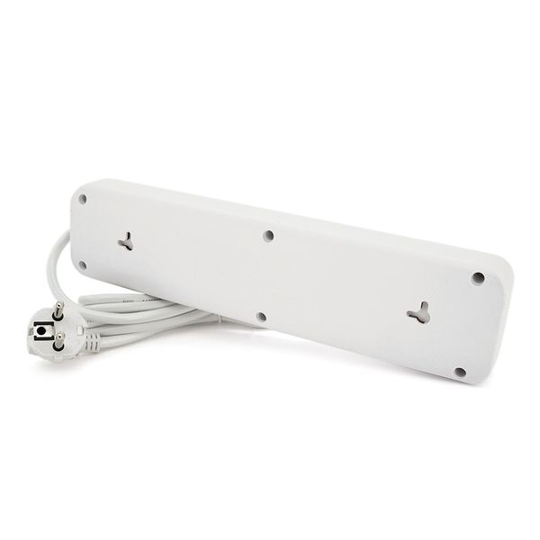 Мережевий фільтр F25U, 5 розеток EU+3 USB+PD, кнопка включення з індикатором, 2 м, 3х0,75мм, 2500W, White, Box F25U-White фото