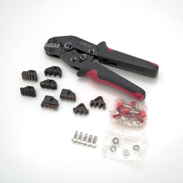 Инструмент обжимной Cinlin для обжимки клемм + насадки 06 -0.5-6mm2, 02С -0.5-2.5mm2, 06WF -0.25-16mm2, 48B -0.5-2.5mm2, Black-red Cinlin-2549 фото
