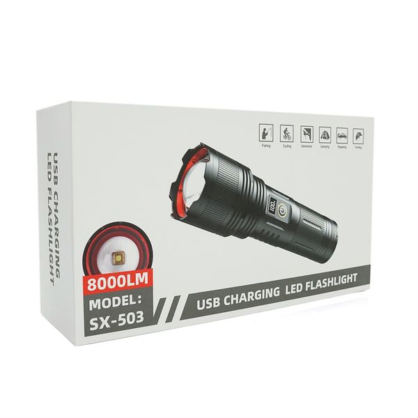 Ліхтар пошуковий PLD-503-TG, 5 режимів, power bank 3000mAh(3*18650), IP65, живлення від USB кабелю, 235х135х72мм, 0.9кг, Black, BOX PLD-503-TG фото