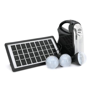 Переносний ліхтар GD-7+ Solar, 1+1 режим, вбудований акум, 3 лампочки 3W, USB вихід, Black, Box GD-7+ фото