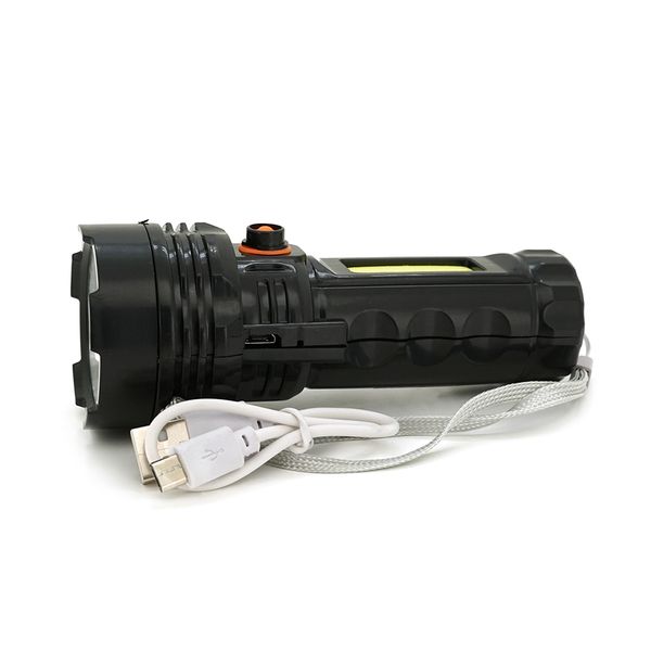 Ліхтарик ручний PANTHER PT-8915B, 1W . CreeXPE+COB. 1+1 режим, вбудований акум-ор 18650, корпус пластик, IP40, 125х48х32, Blister PT-8915B фото