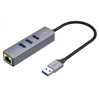 USB Hoco HB34 Easy link Gigabit Ethernet adapter(USB to USB3.0*3+RJ45) ЦУ-00039017 фото