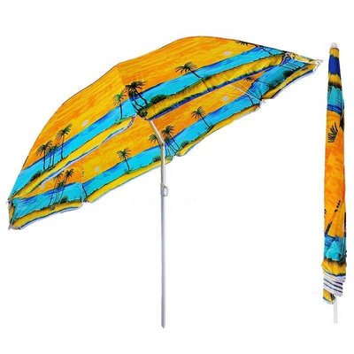 Удобный пляжный зонт с наклоном Anti-UV Пальмы 2 метра в чехле Art-Anti2m фото