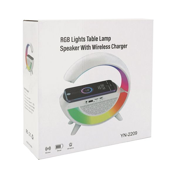 Настільна лампа-нічник YN-2209, Bluetooth колонка, блопроводна зарядка телефону, світло RGB, Box YN-2209 фото