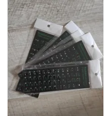 Наклейки на клавиатуру зеленые буквы на черном, не полная раскладка. Размер клавиши 12*13 мм