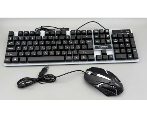 Комплект проводная клавиатура с подсветкой и мышкой XSTRIKE X-1014 RGB USB