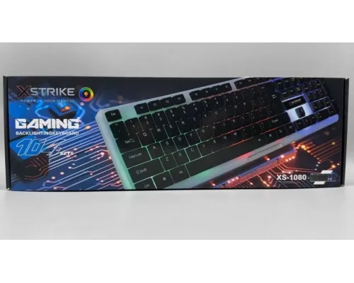 Клавиатура проводная XSTRIKE X-1080, RGB подсветка, 104 клавиши, USB, черная