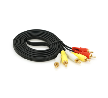 Кабель Audio-Video 3хRCA (тато) => 3хRCA (тато), GOLD connector, CU, круглий, Black, 3,0 м, (Пакет) Q300