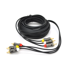 Кабель VEGGIEG AV304 Audio-Video 3хRCA (тато) => 3хRCA (тато), GOLD connector, круглий, Black, 5,0 м, Пакет