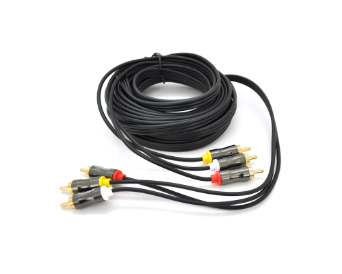 Кабель VEGGIEG AV304 Audio-Video 3хRCA (тато) => 3хRCA (тато), GOLD connector, круглий, Black, 5,0 м, Пакет