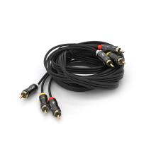 Кабель VEGGIEG AV303 Audio-Video 3хRCA (тато) => 3хRCA (тато), GOLD connector, круглий, Black, 3,0 м, Пакет