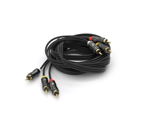 Кабель VEGGIEG AV303 Audio-Video 3хRCA (тато) => 3хRCA (тато), GOLD connector, круглий, Black, 3,0 м, Пакет