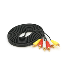 Кабель Audio-Video 3хRCA (папа) => 3хRCA (папа), GOLD connector, CU, круглый, Black, 5,0 м, (Пакет) Q200
