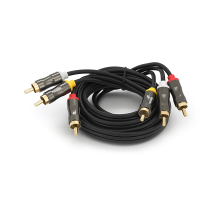 Кабель VEGGIEG AV301 Audio-Video 3хRCA (тато) => 3хRCA (тато), GOLD connector, круглий, Black, 1,5 м, Пакет
