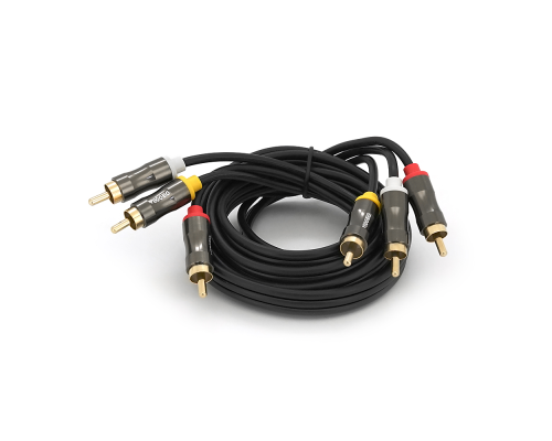 Кабель VEGGIEG AV301 Audio-Video 3хRCA (тато) => 3хRCA (тато), GOLD connector, круглий, Black, 1,5 м, Пакет