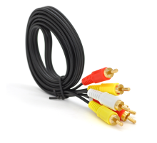 Кабель Audio-Video 3хRCA (тато) => 3хRCA (тато), GOLD connector, CU, круглий, Black, 1,5 м, (Пакет) Q500